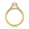 Villa - 14K Yellow Gold Half Bezel Pear Shape Diamond Engagement Ring - 0.1 ct