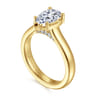 Villa - 14K Yellow Gold Half Bezel Pear Shape Diamond Engagement Ring - 0.1 ct