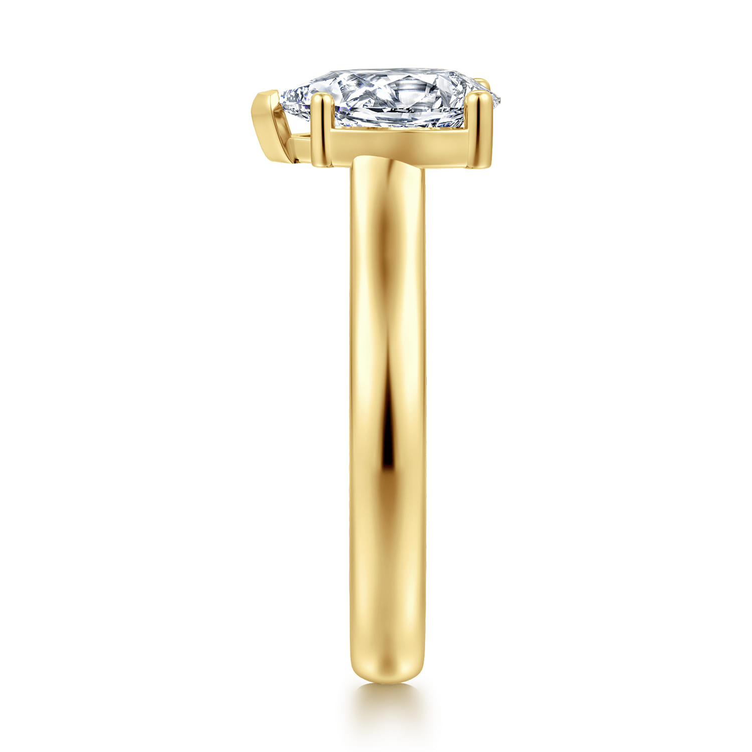 Villa - 14K Yellow Gold Half Bezel Pear Shape Diamond Engagement Ring - 0.1 ct - Shot 4