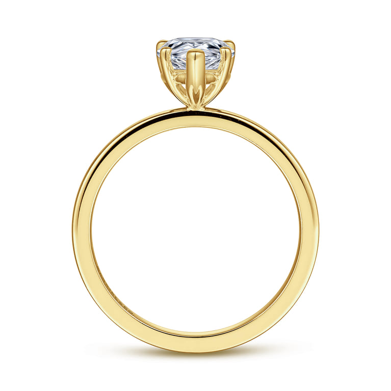 Paula - 14K Yellow Gold Pear Shape Diamond Engagement Ring - Shot 2
