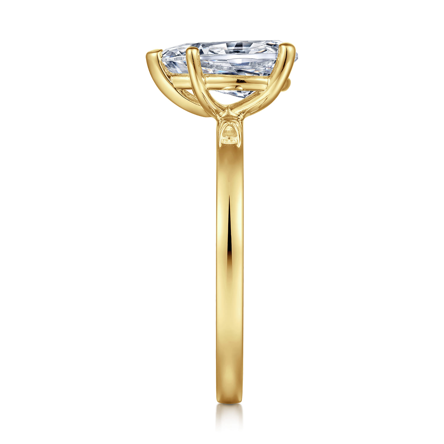 Paula - 14K Yellow Gold Pear Shape Diamond Engagement Ring - Shot 5