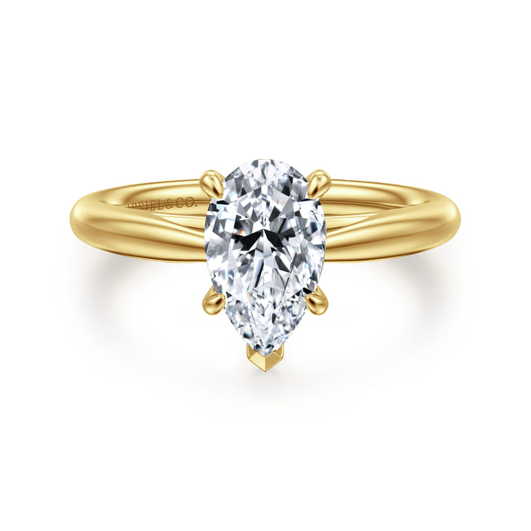 Bambi - 14K Yellow Gold Pear Shape Diamond Engagement Ring - Shot 1