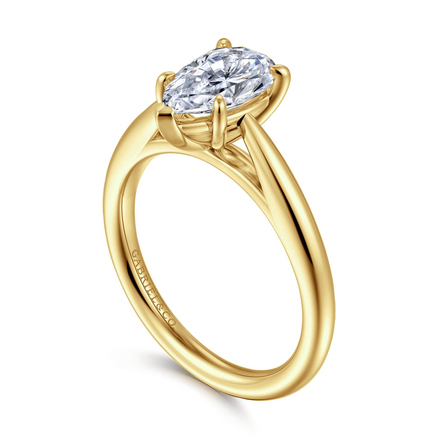 Bambi - 14K Yellow Gold Pear Shape Diamond Engagement Ring - Shot 3