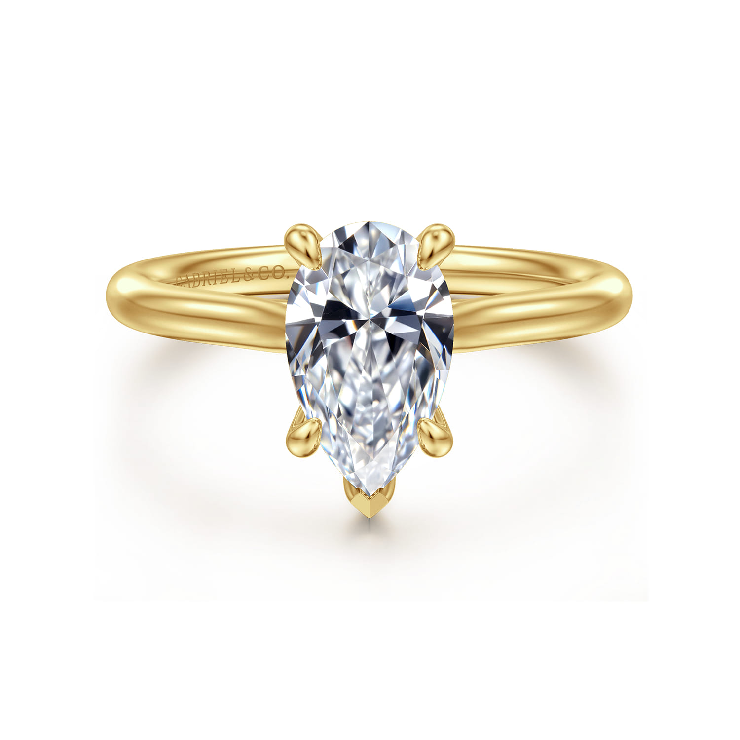 Bena - 14K Yellow Gold Pear Shape Solitaire Diamond Engagement Ring - Shot 1
