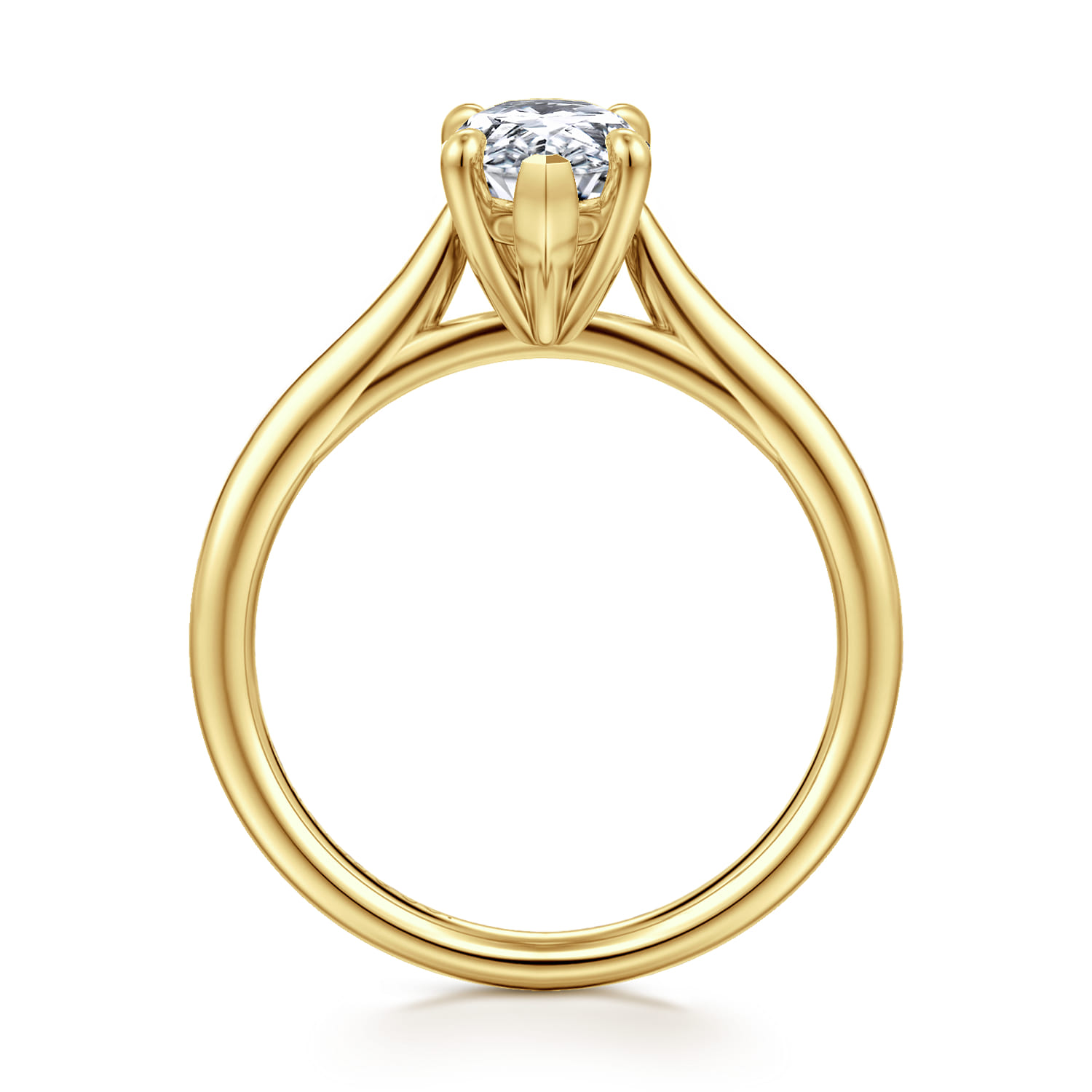 Bena - 14K Yellow Gold Pear Shape Solitaire Diamond Engagement Ring - Shot 2