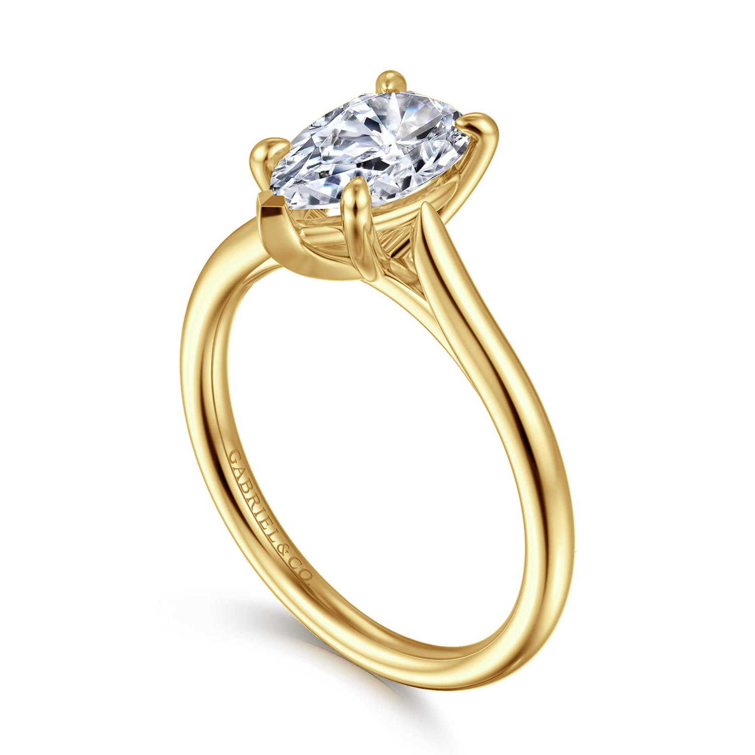 Bena - 14K Yellow Gold Pear Shape Solitaire Diamond Engagement Ring - Shot 3