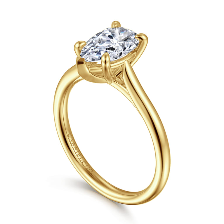 Bena - 14K Yellow Gold Pear Shape Solitaire Diamond Engagement Ring - Shot 3