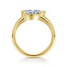 Bara - 14K Yellow Gold Half Bezel East West Pear Shape Diamond Engagement Ring