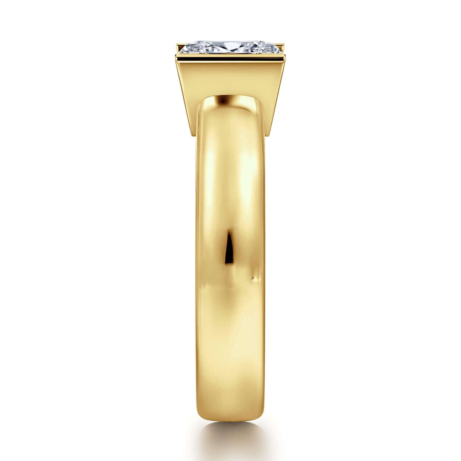 Bara - 14K Yellow Gold Half Bezel East West Pear Shape Diamond Engagement Ring - Shot 4