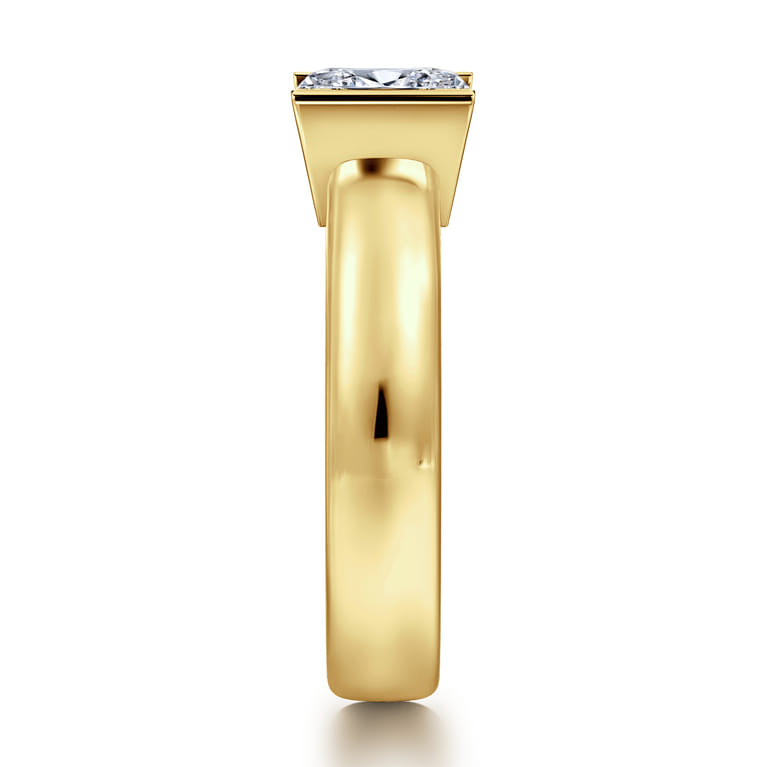 Bara - 14K Yellow Gold Half Bezel East West Pear Shape Diamond Engagement Ring - Shot 4