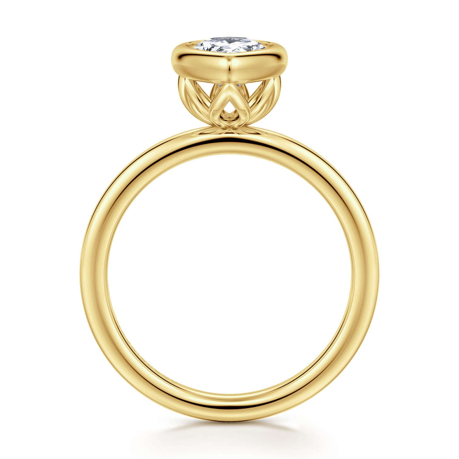 Linny - 14K Yellow Gold Pear Shape Bezel Set Diamond Engagement Ring - Shot 2