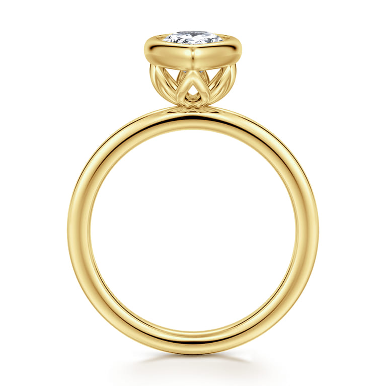 Linny - 14K Yellow Gold Pear Shape Bezel Set Diamond Engagement Ring - Shot 2