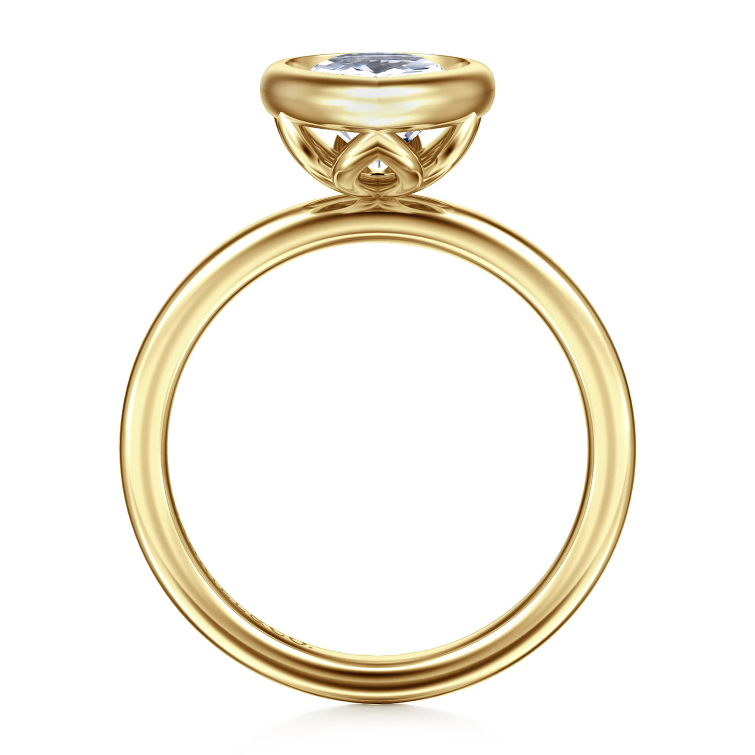Linny - 14K Yellow Gold Pear Shape Bezel Set Diamond Engagement Ring - Shot 2