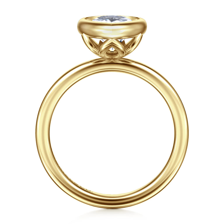 Linny - 14K Yellow Gold Pear Shape Bezel Set Diamond Engagement Ring - Shot 2