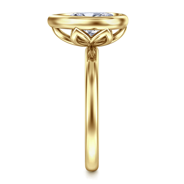 Linny - 14K Yellow Gold Pear Shape Bezel Set Diamond Engagement Ring - Shot 4