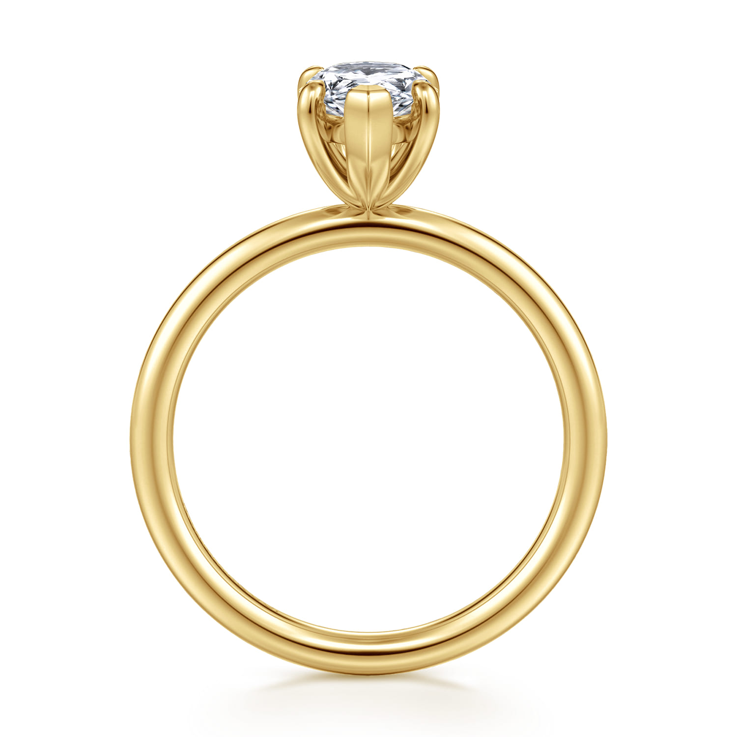 Tiana - 14K Yellow Gold Pear Shape Solitaire Diamond Engagement Ring - Shot 2
