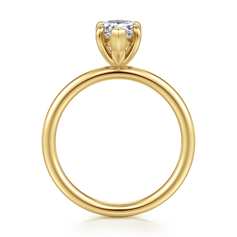 Tiana - 14K Yellow Gold Pear Shape Solitaire Diamond Engagement Ring - Shot 2