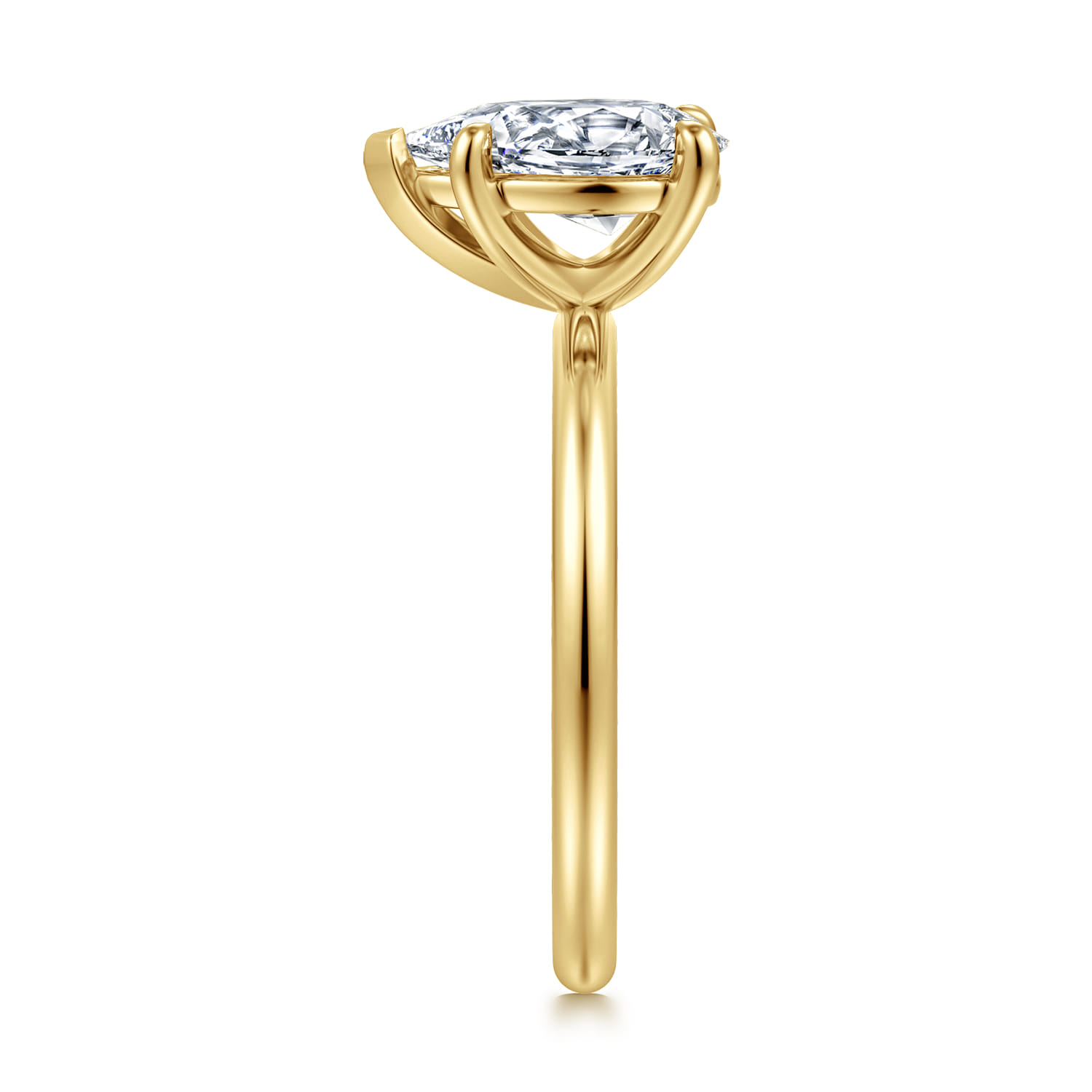 Tiana - 14K Yellow Gold Pear Shape Solitaire Diamond Engagement Ring - Shot 4
