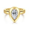 Pauline - 14K Yellow Gold Bezel Set Pear Shape Diamond Engagement Ring