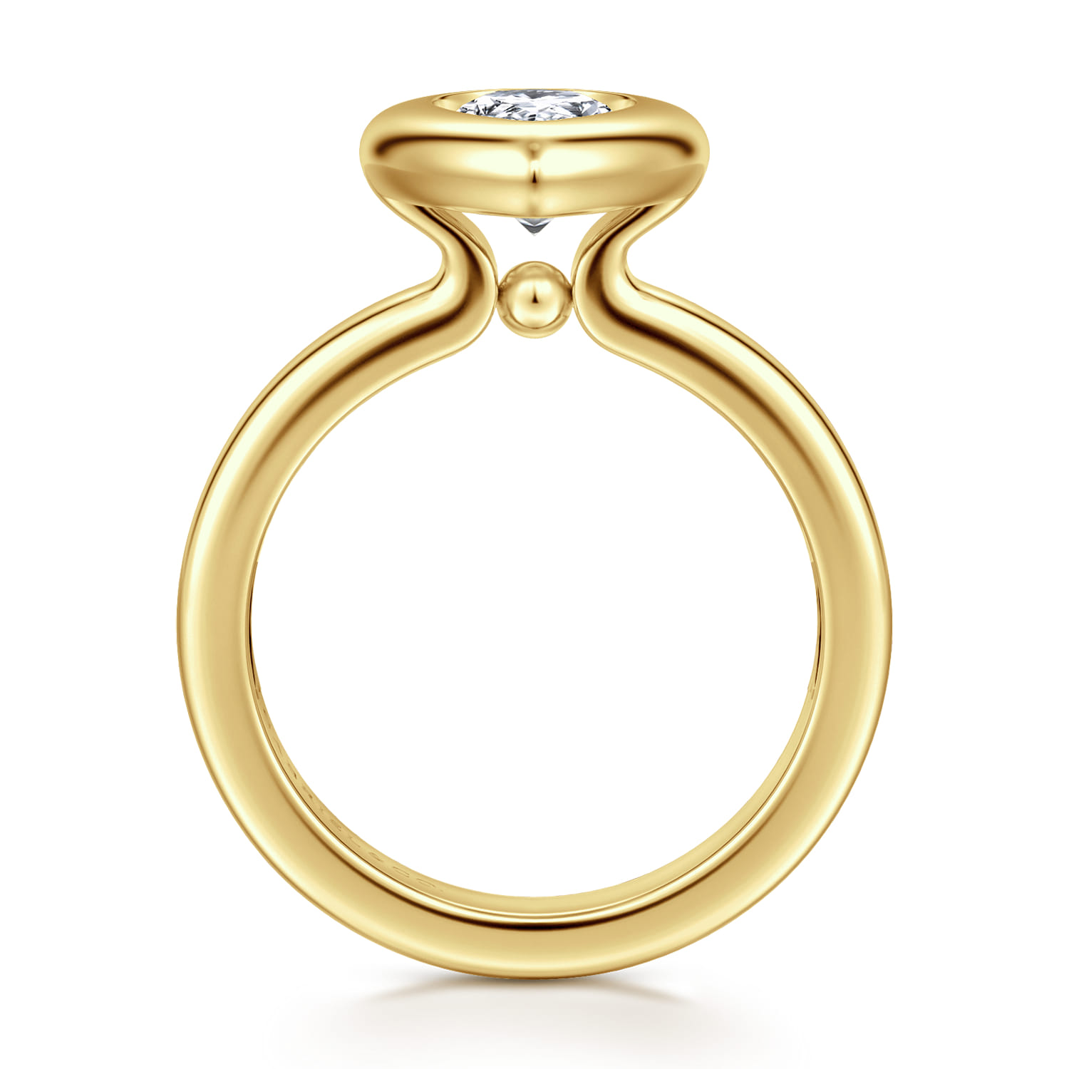 Pauline - 14K Yellow Gold Bezel Set Pear Shape Diamond Engagement Ring - Shot 2