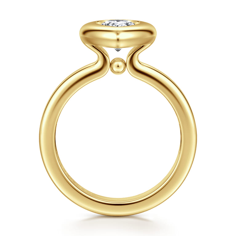 Pauline - 14K Yellow Gold Bezel Set Pear Shape Diamond Engagement Ring - Shot 2