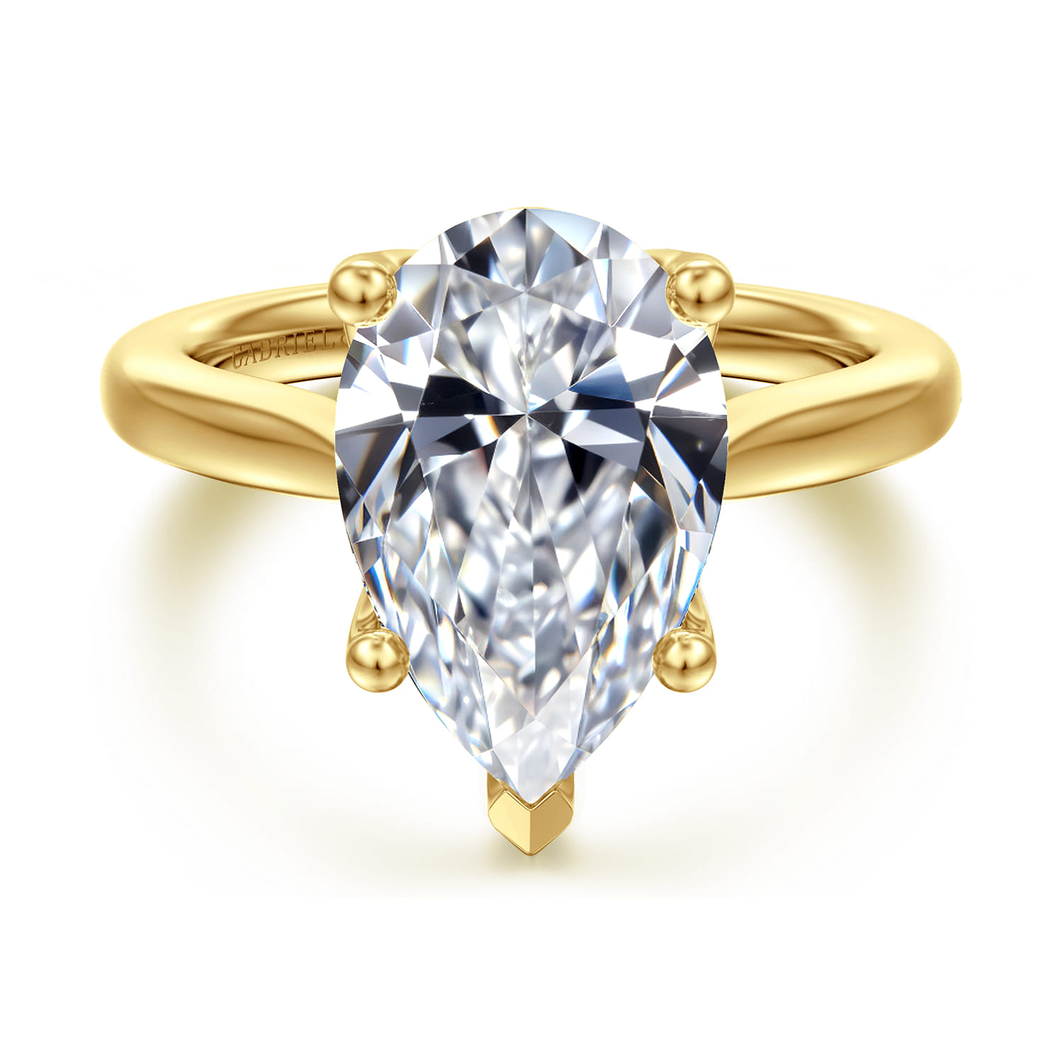 Nola - 14K Yellow Gold Pear Shape Lotus Diamond Engagement Ring - Shot 1