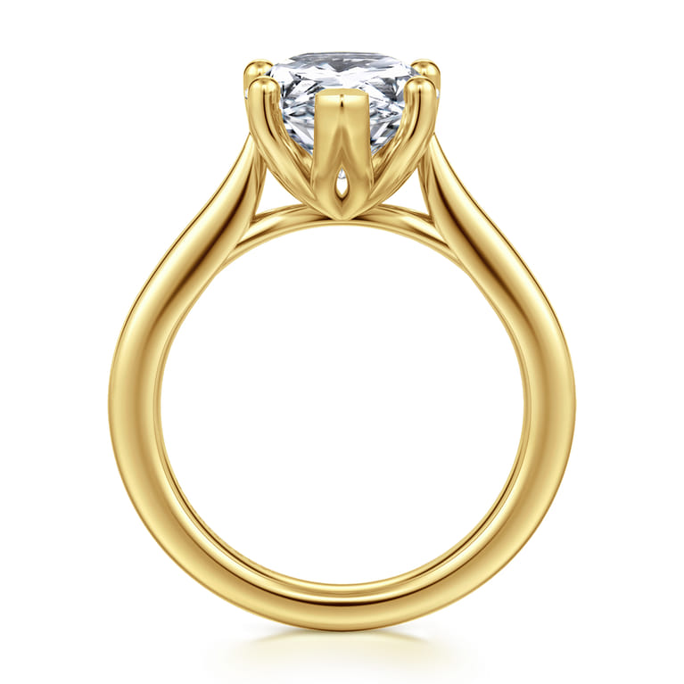 Nola - 14K Yellow Gold Pear Shape Lotus Diamond Engagement Ring - Shot 2