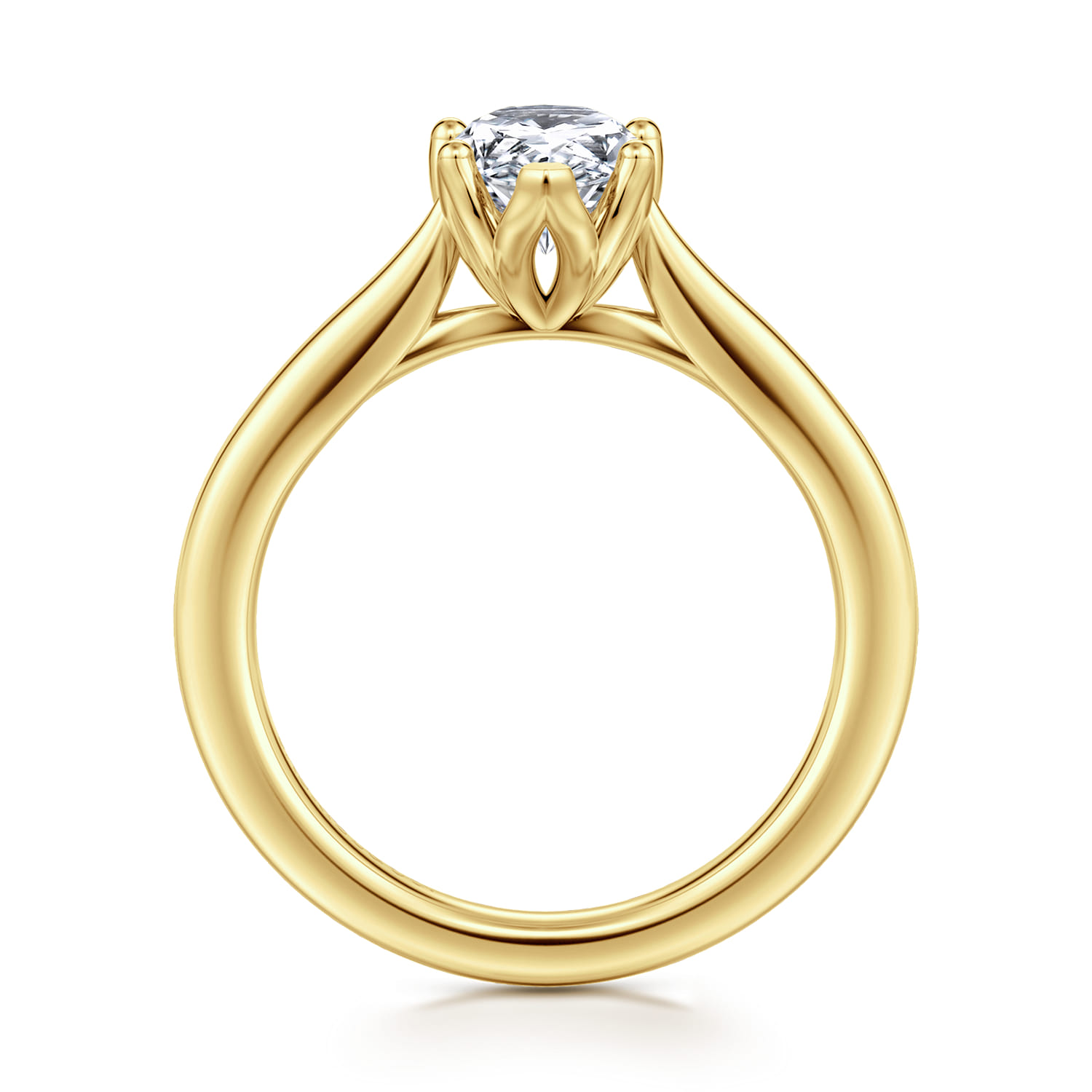 Nola - 14K Yellow Gold Pear Shape Lotus Diamond Engagement Ring - Shot 2