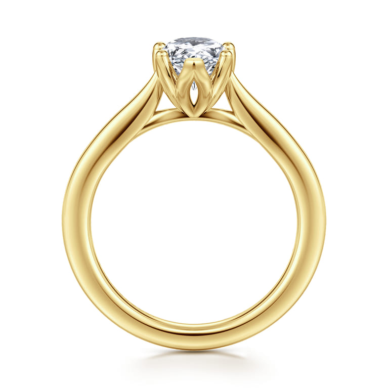 Nola - 14K Yellow Gold Pear Shape Lotus Diamond Engagement Ring - Shot 2