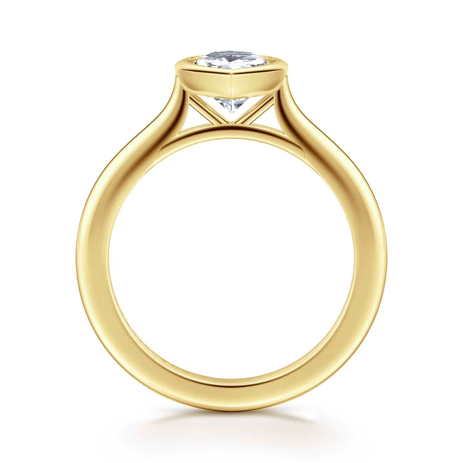 Brooke - 14K Yellow Gold Pear Cut Bezel Set Solitaire Diamond Engagement Ring - Shot 2