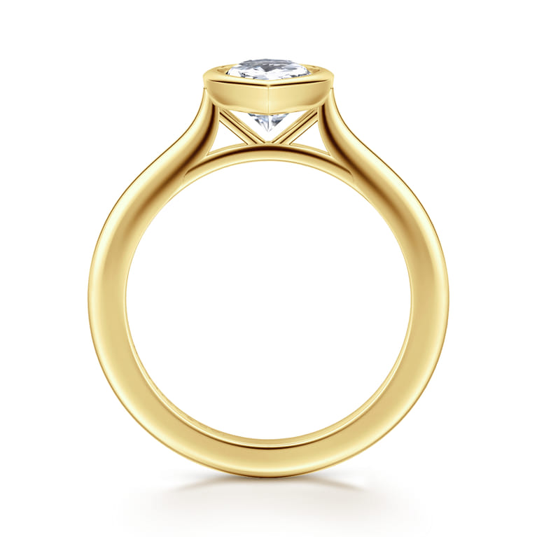 Brooke - 14K Yellow Gold Pear Cut Bezel Set Solitaire Diamond Engagement Ring - Shot 2