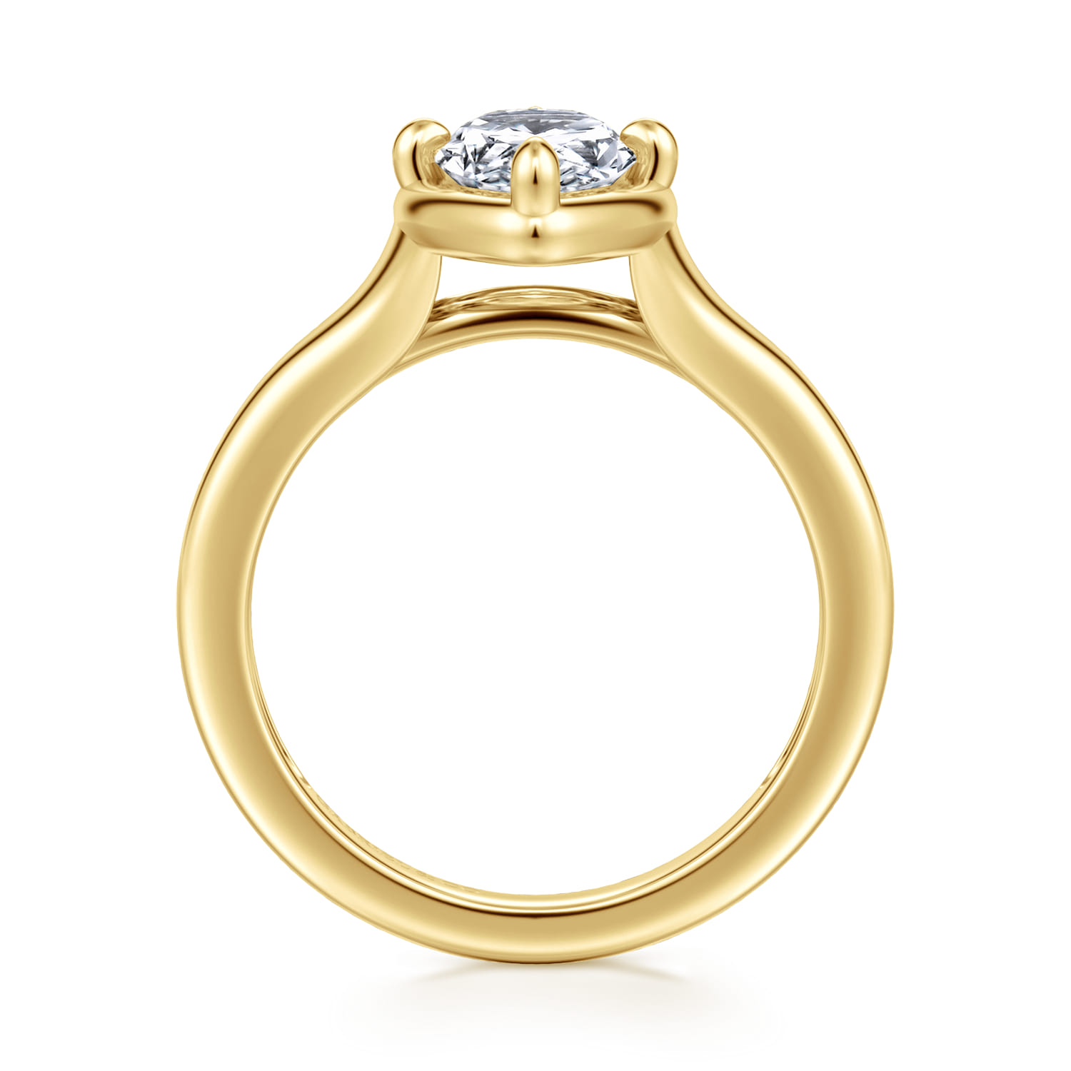Elsa - 14K Yellow Gold Compass Bezel Prong Pear Shape Solitaire Diamond Engagement Ring - Shot 2