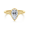 Kaya - 14K Yellow Gold Bezel Set Pear Shape Solitaire Diamond Engagement Ring