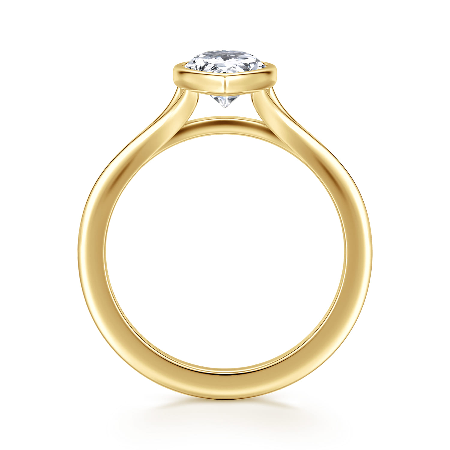 Kaya - 14K Yellow Gold Bezel Set Pear Shape Solitaire Diamond Engagement Ring - Shot 2