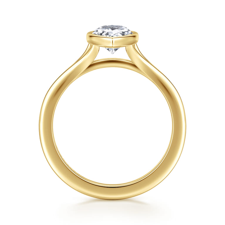 Kaya - 14K Yellow Gold Bezel Set Pear Shape Solitaire Diamond Engagement Ring - Shot 2