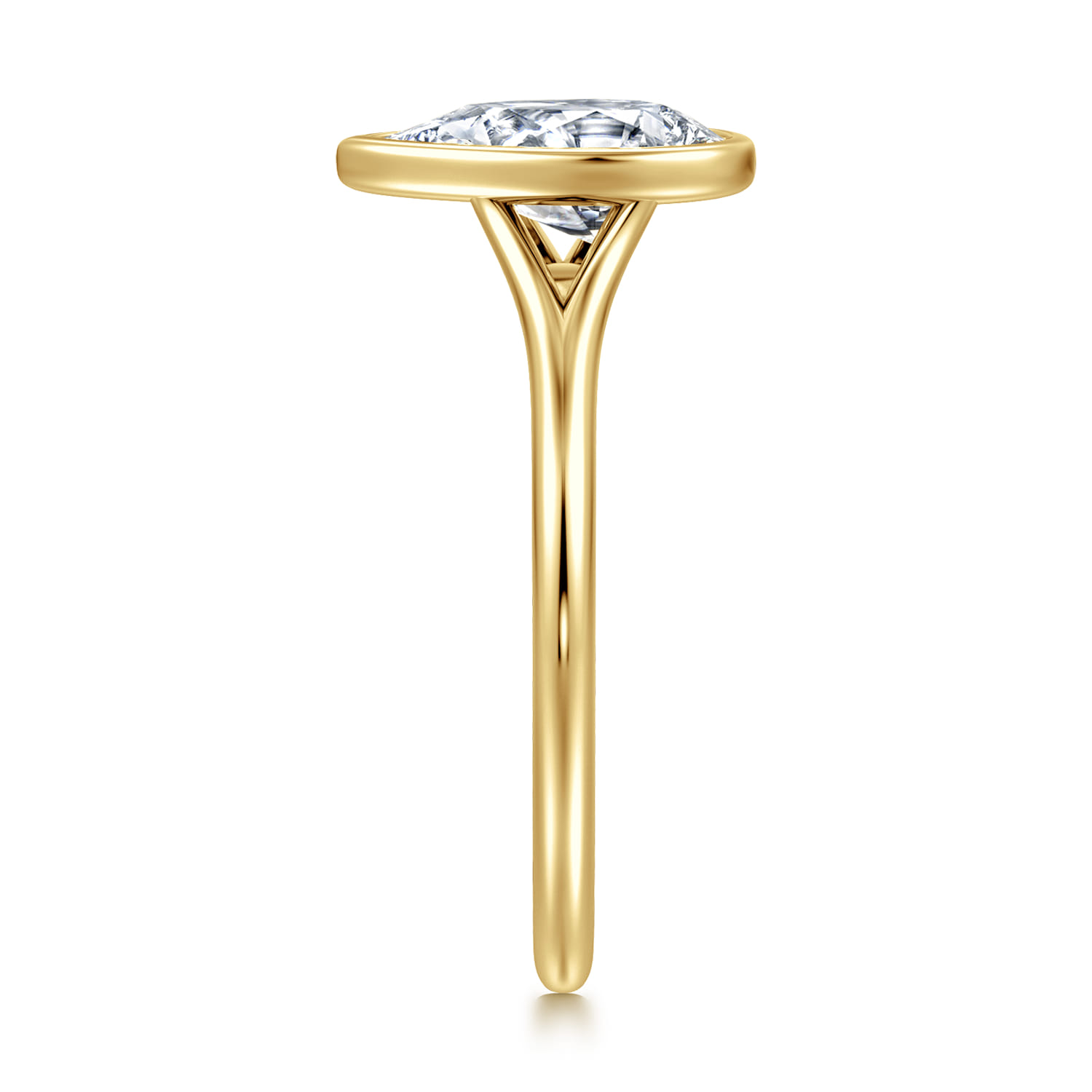 Kaya - 14K Yellow Gold Bezel Set Pear Shape Solitaire Diamond Engagement Ring - Shot 4