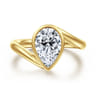Luve - 14K Yellow Gold Bypass Pear Shape Solitaire Diamond Engagement Ring