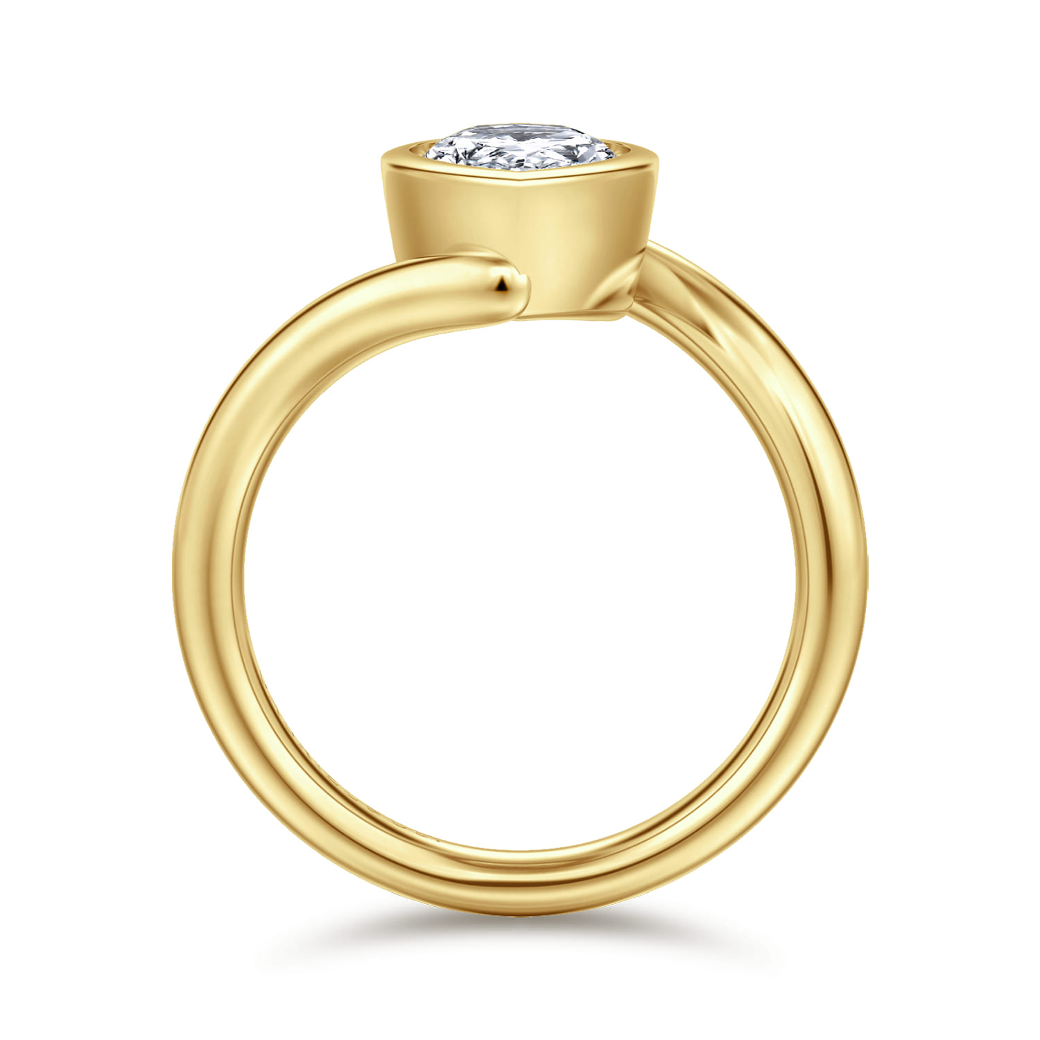 Luve - 14K Yellow Gold Bypass Pear Shape Solitaire Diamond Engagement Ring - Shot 2