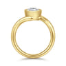 Luve - 14K Yellow Gold Bypass Pear Shape Solitaire Diamond Engagement Ring