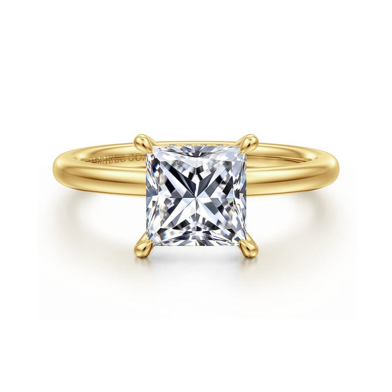 Cari - 14K Yellow Gold Princess Diamond Engagement Ring - 0.06 ct - Shot 1