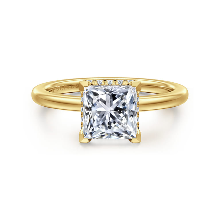 Rainah - 14K Yellow Gold Princess Diamond Engagement Ring - 0.12 ct - Shot 1