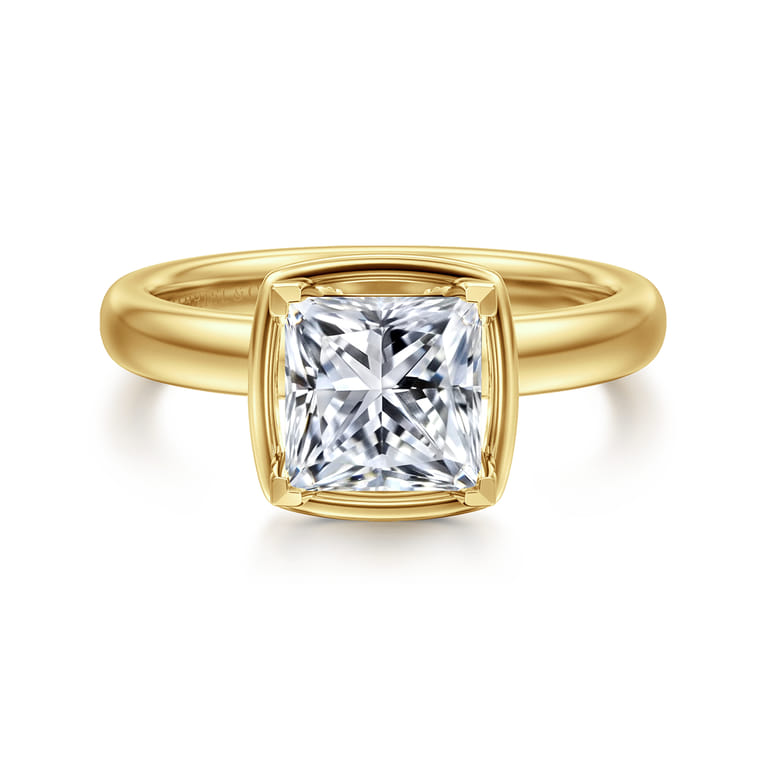Deedie - 14K Yellow Gold Princess Cut Diamond Engagement Ring - 0.13 ct - Shot 1