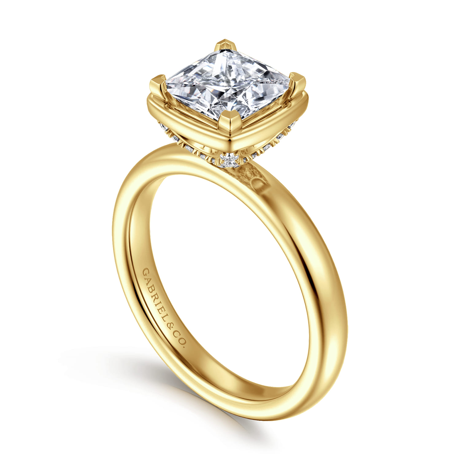 Deedie - 14K Yellow Gold Princess Cut Diamond Engagement Ring - 0.13 ct - Shot 3
