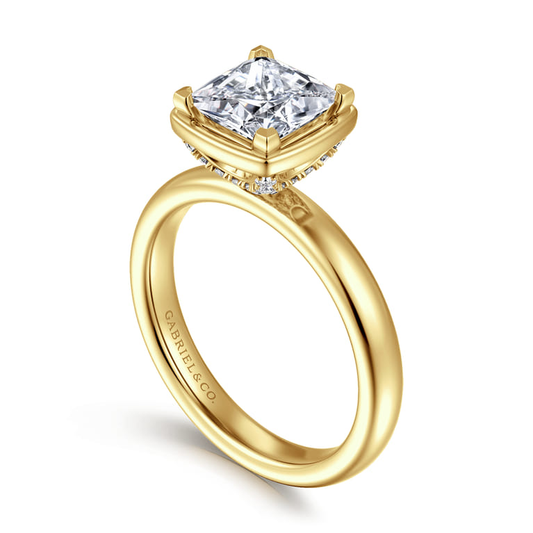 Deedie - 14K Yellow Gold Princess Cut Diamond Engagement Ring - 0.13 ct - Shot 3