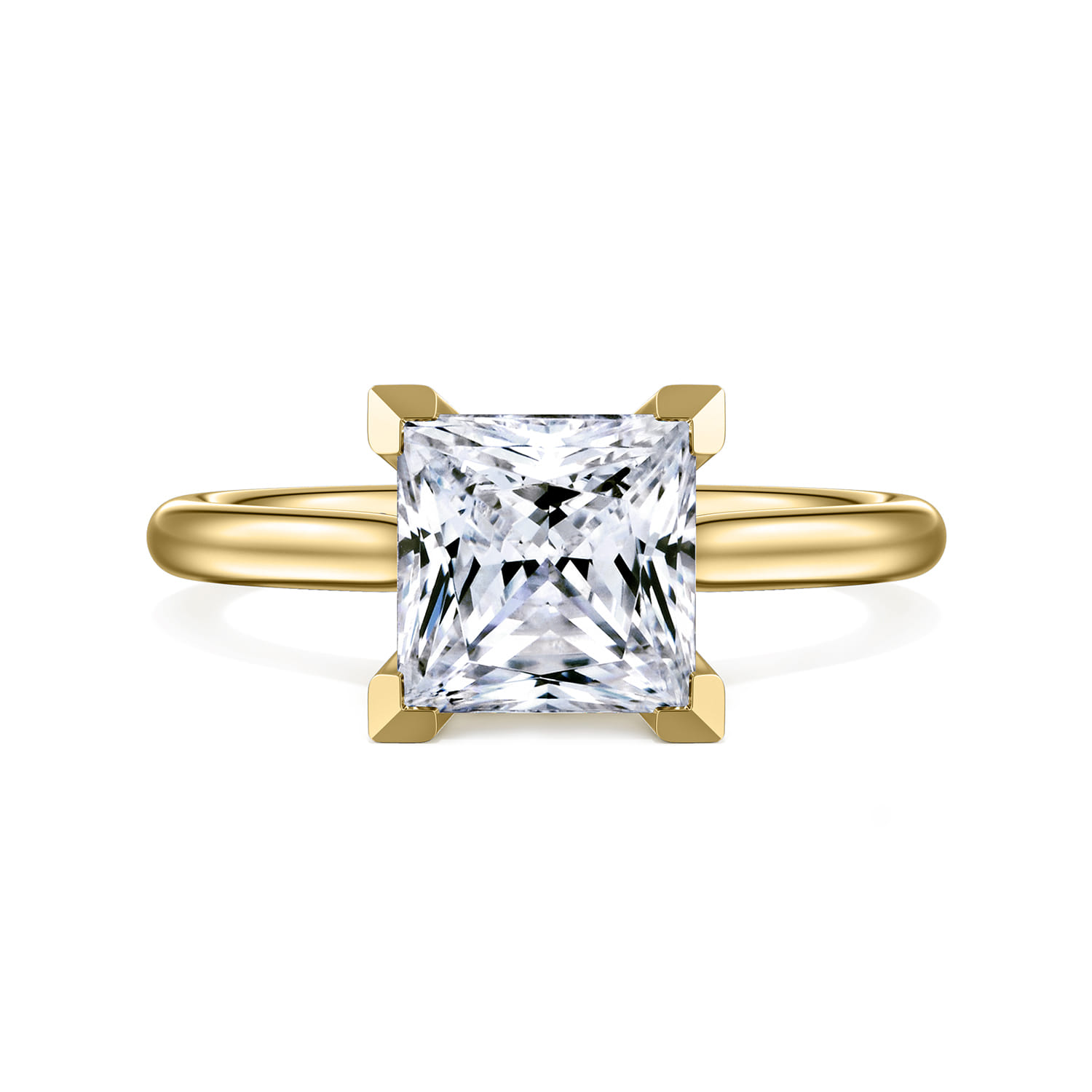 Aure - 14K Yellow Gold Princess Cut Solitaire Diamond Engagement Ring - 0.06 ct - Shot 1