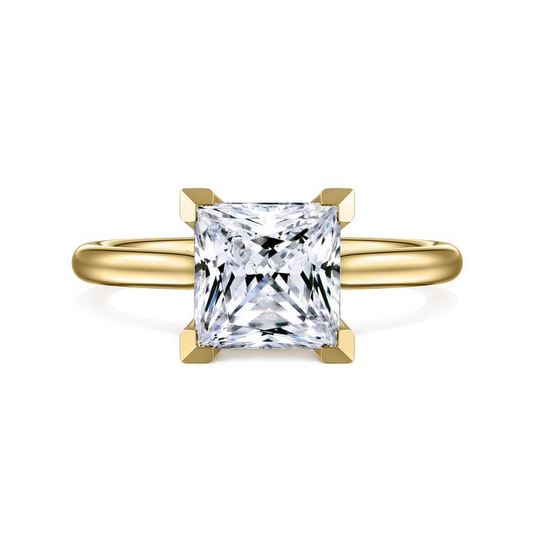 Aure - 14K Yellow Gold Princess Cut Solitaire Diamond Engagement Ring - 0.06 ct - Shot 1