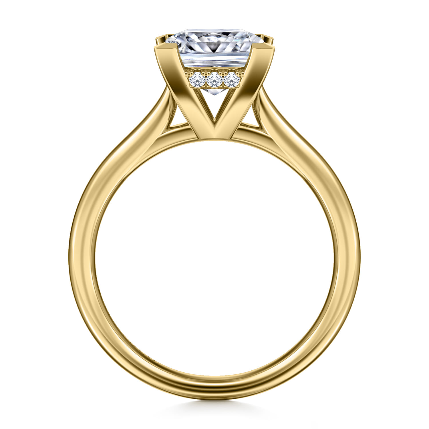 Aure - 14K Yellow Gold Princess Cut Solitaire Diamond Engagement Ring - 0.06 ct - Shot 2