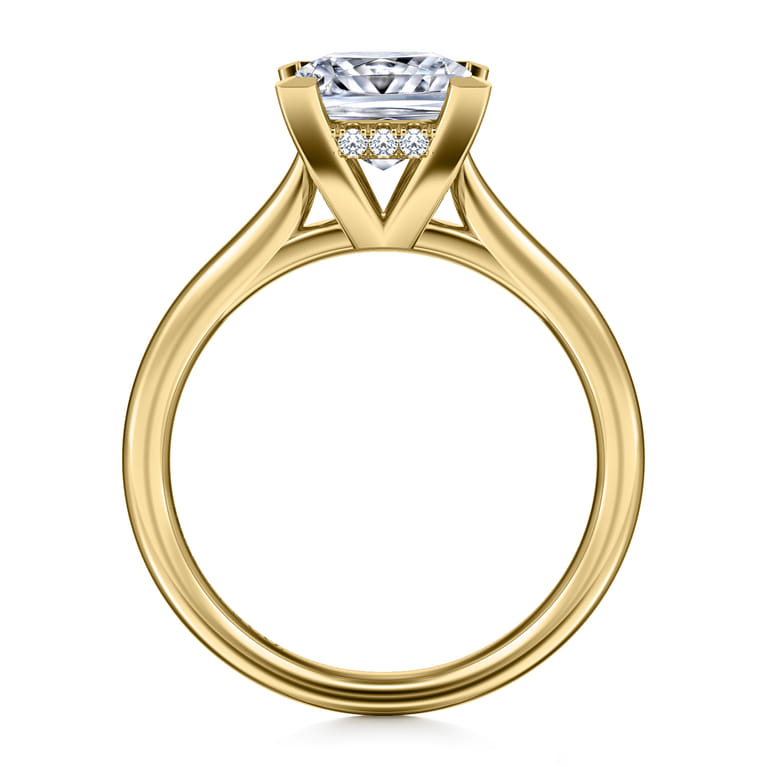 Aure - 14K Yellow Gold Princess Cut Solitaire Diamond Engagement Ring - 0.06 ct - Shot 2