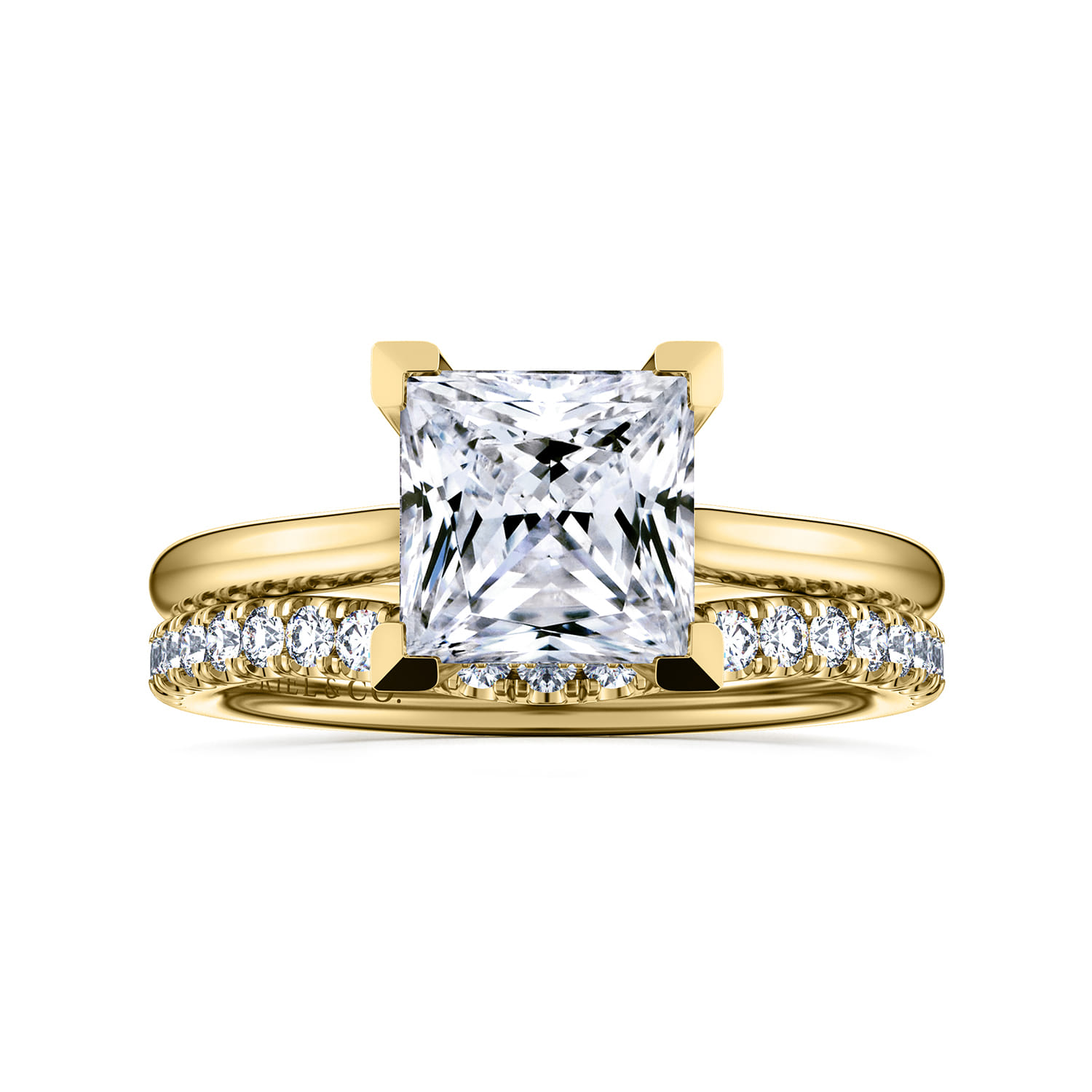 Aure - 14K Yellow Gold Princess Cut Solitaire Diamond Engagement Ring - 0.06 ct - Shot 4