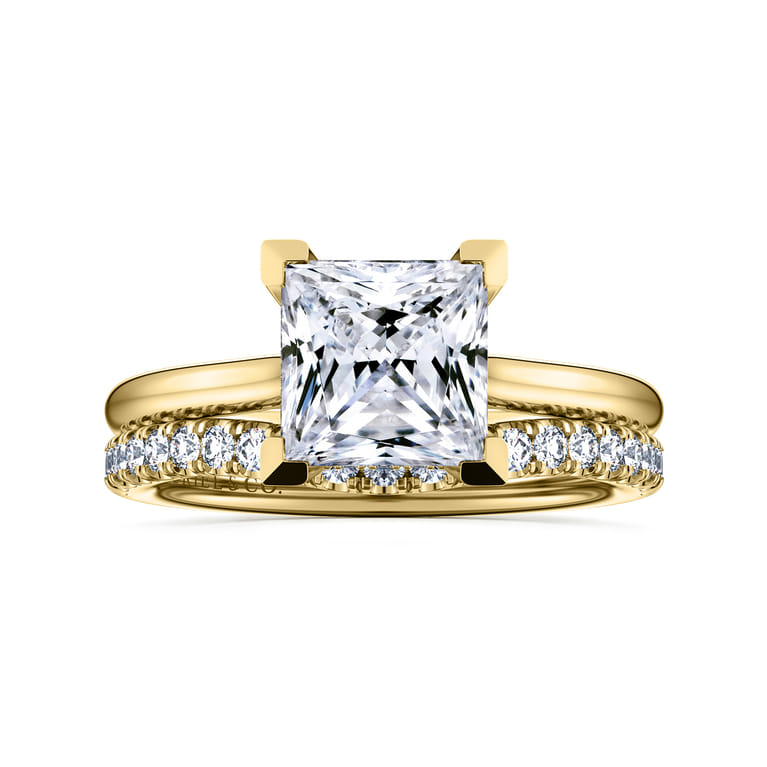 Aure - 14K Yellow Gold Princess Cut Solitaire Diamond Engagement Ring - 0.06 ct - Shot 4